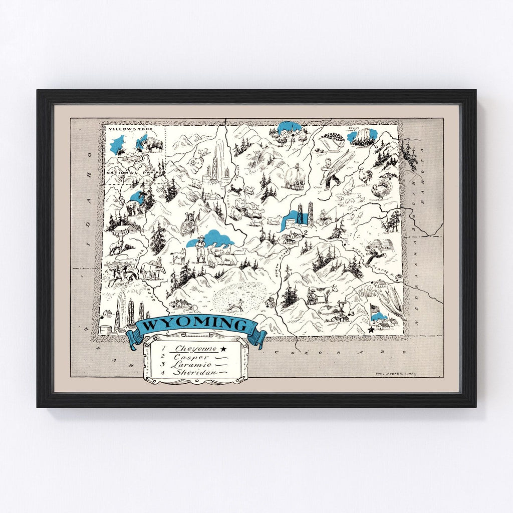 Vintage Map of Wyoming 1931