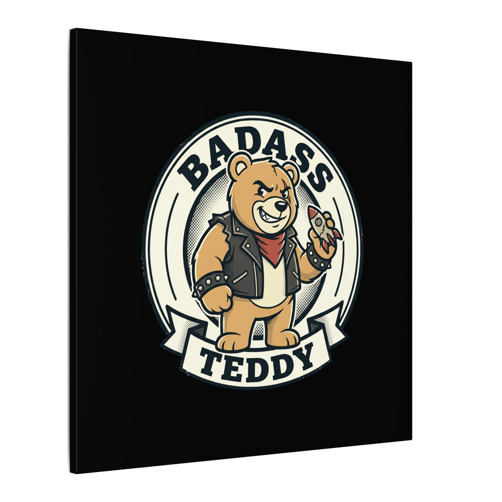 Badass Teddy Canvas Wall Art — Edgy Teddy Bear Stretched Matte Print