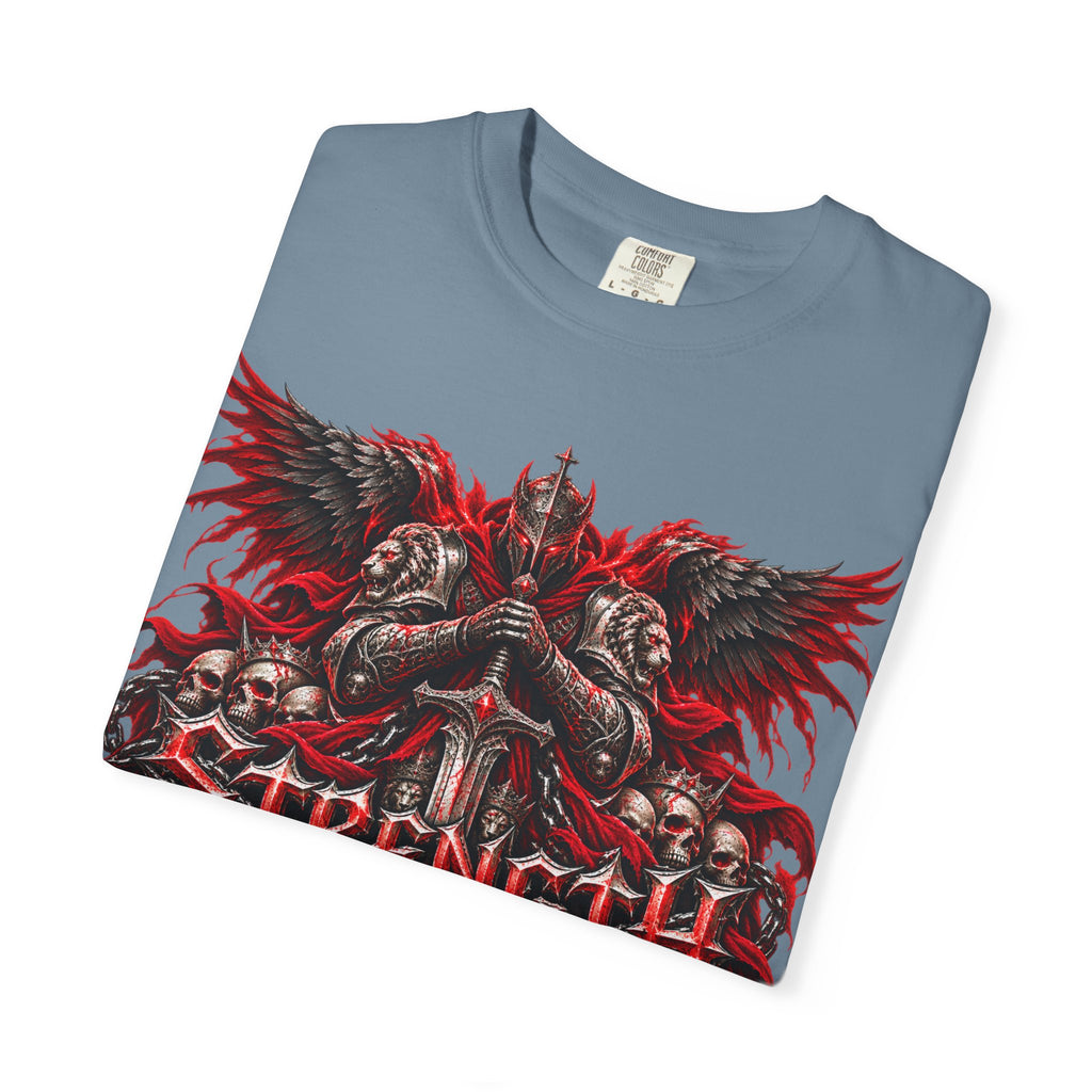 Strength Warrior T-Shirt — Gothic Skull Wings Graphic Tee