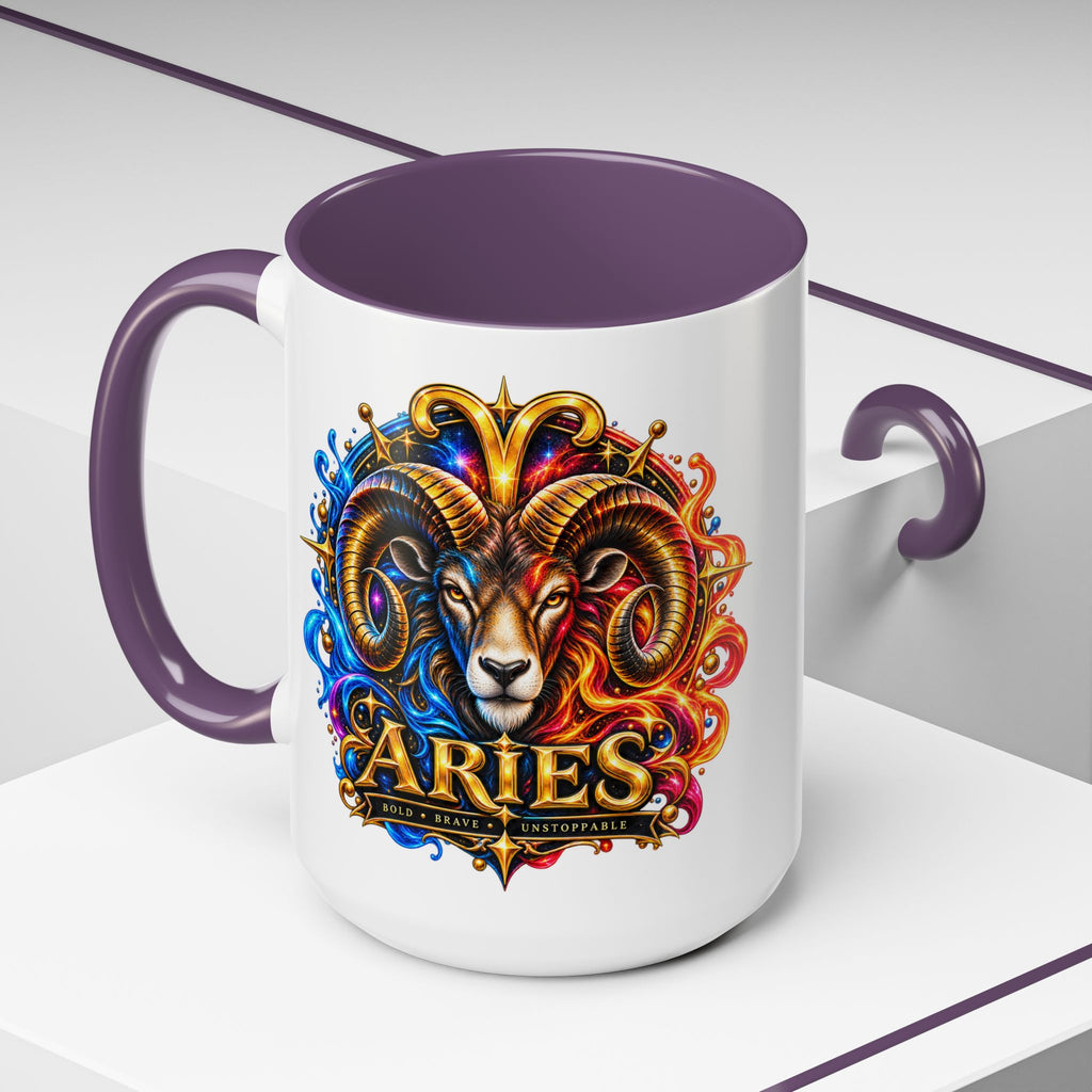 Aries Zodiac Coffee Mug — Colorful Ram Astrology Accent Mug (11/15oz)