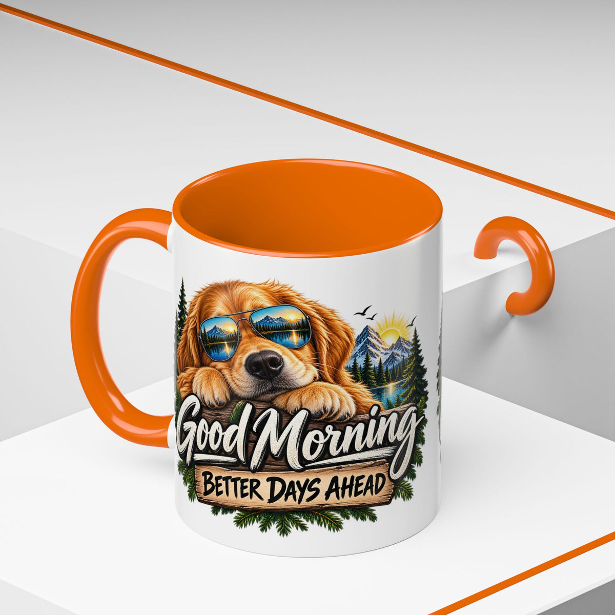 Good Morning Dog Coffee Mug — 'Good Morning, Better Days Ahead' Accent Mug