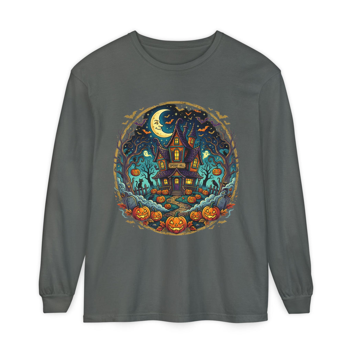 Haunted House Halloween Long Sleeve Tee