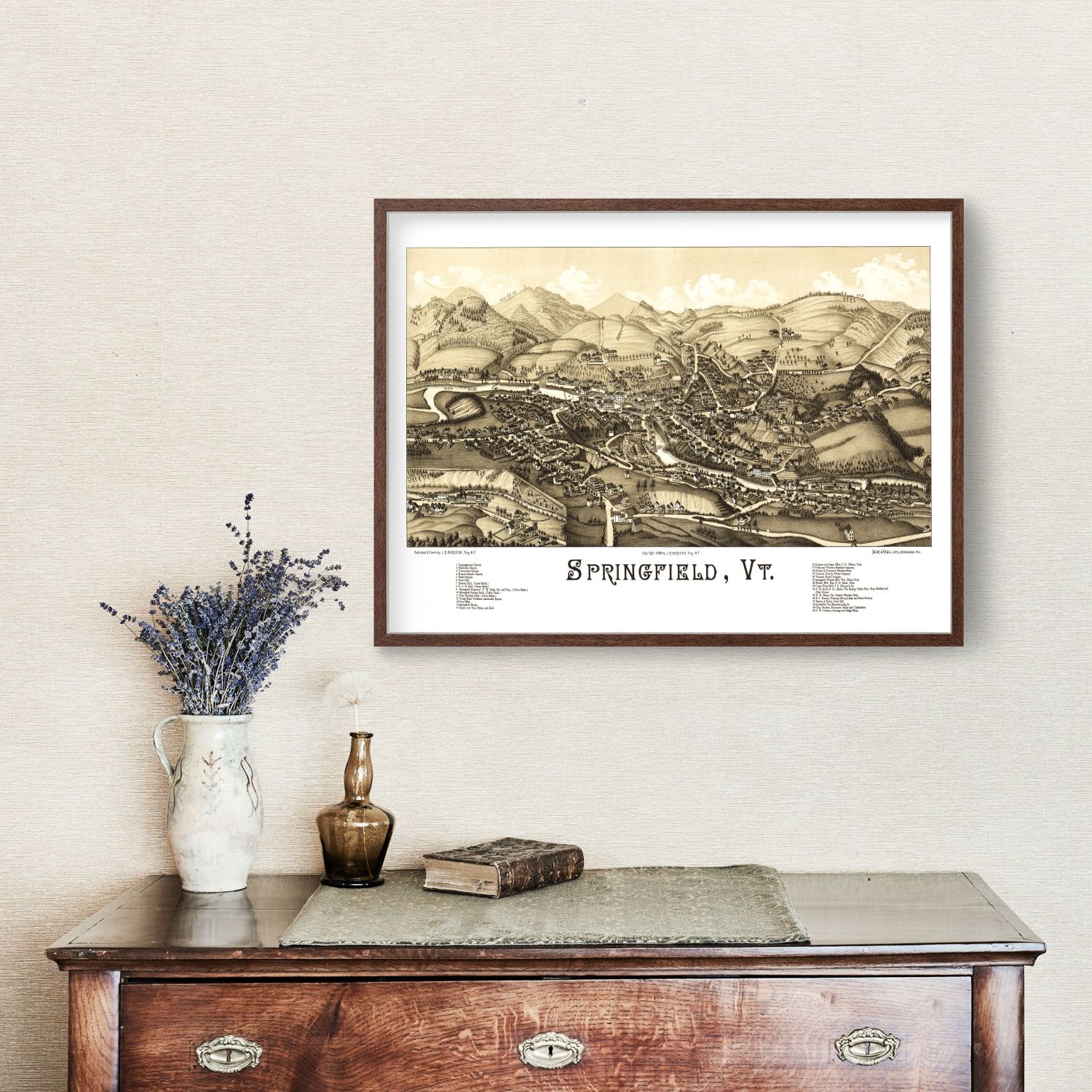 Vintage Map of Springfield, Vermont 1886