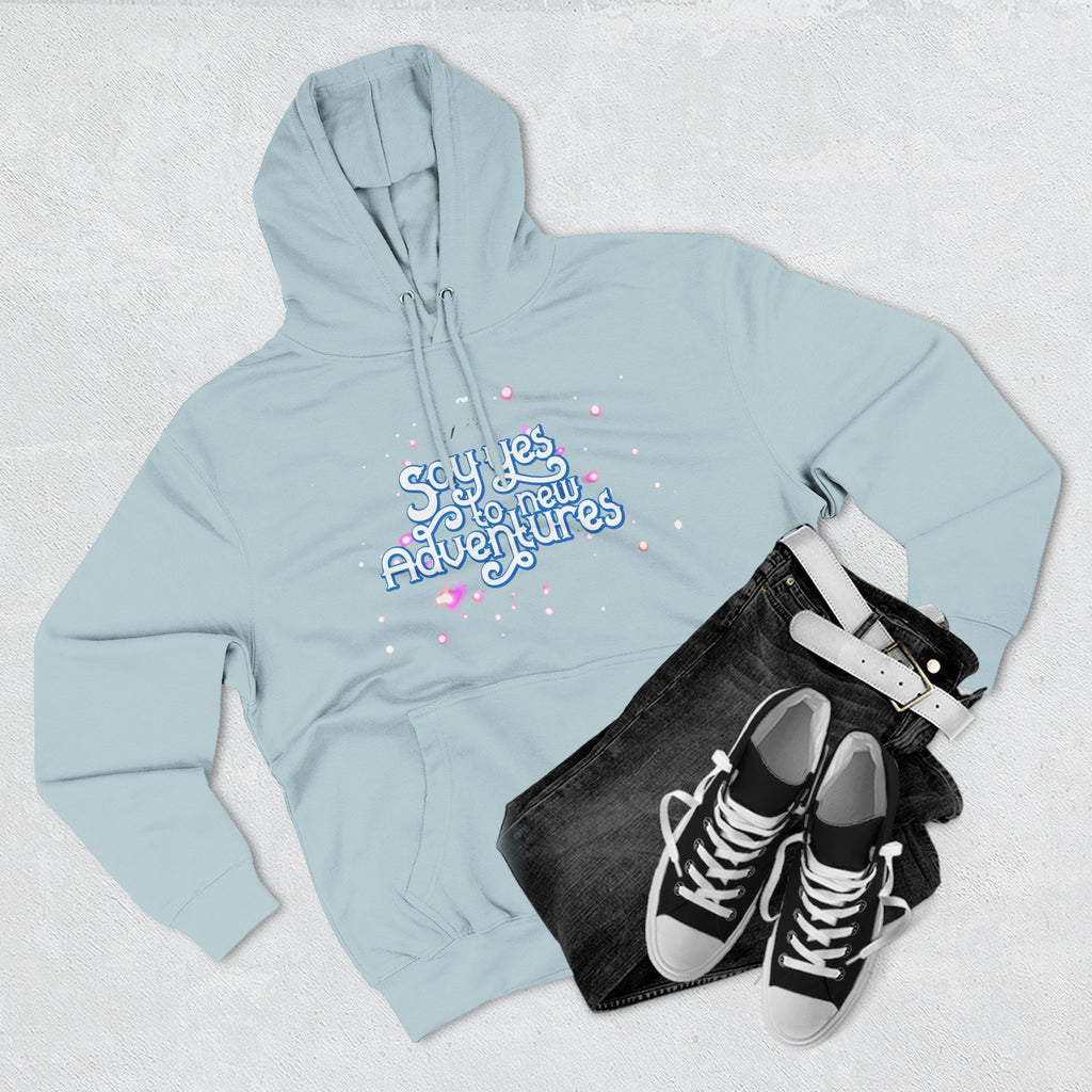Hoodie — 'Say yes to New Adventures' Pastel Graphic Fleece Hoodie
