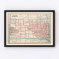 Vintage Map of South Dakota 1893