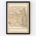 Vintage Map of Dakota Territory 1885