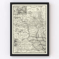 Vintage Map of Dakota Territory 1888