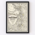 Vintage Map of Seattle, Washington 1877