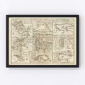 Vintage Map of Boston, Massachusetts 1747
