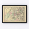 Vintage Map of Boston, Massachusetts 1886