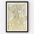 Vintage Map of Boston, Massachusetts 1891