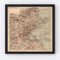 Vintage Map of Boston, Massachusetts 1905