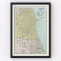 Vintage Map of Chicago, Illinois 1889