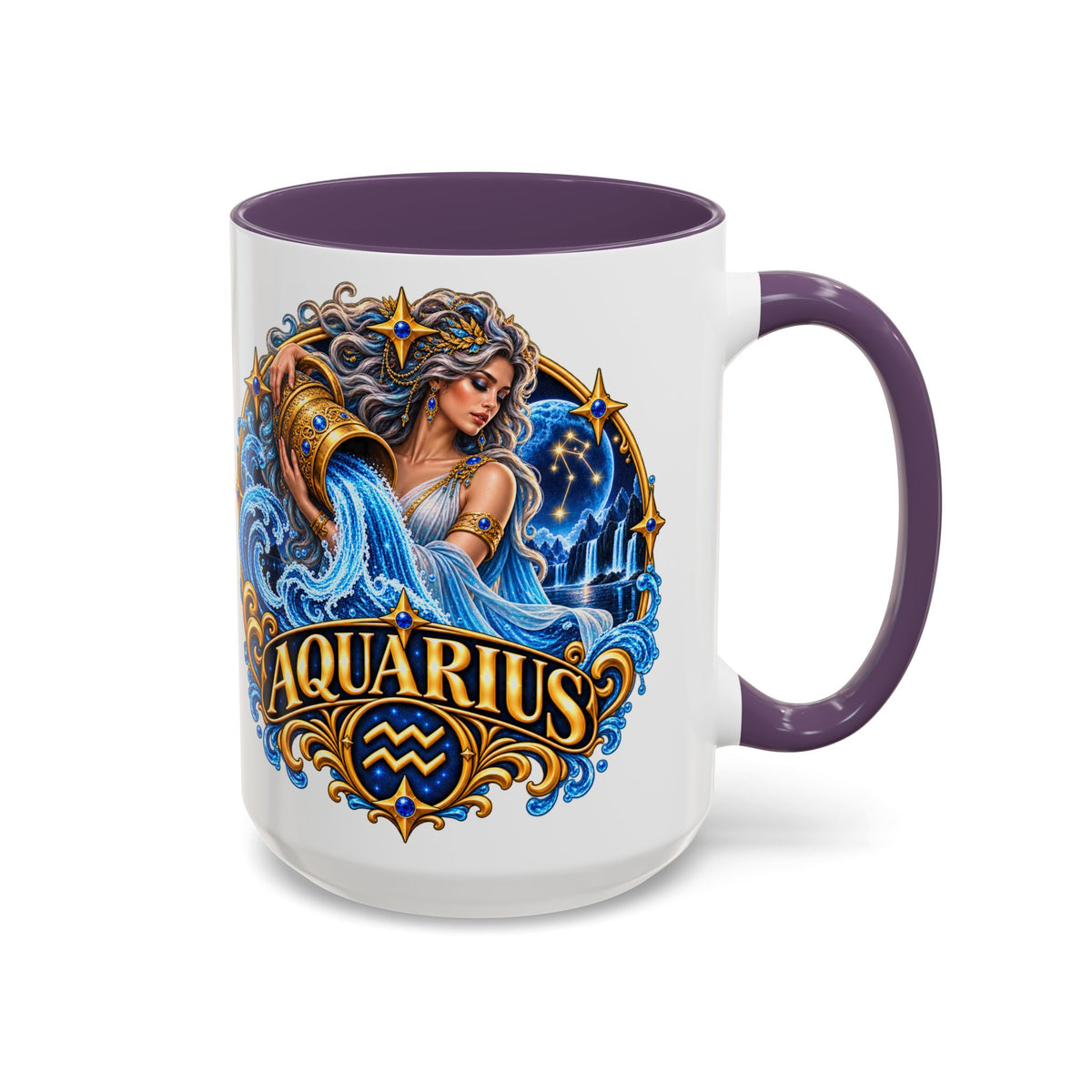Aquarius Zodiac Coffee Mug — Illustrated Water Bearer Astrology Gift (11/15oz)
