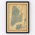 Vintage Map of New York City, New York 1846