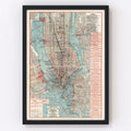 Vintage Map of New York City, New York 1880