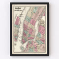 Vintage Map of New York City, New York 1873
