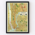 Vintage Map of New York City, New York 1918