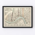Vintage Map of New Orleans, Louisiana 1845