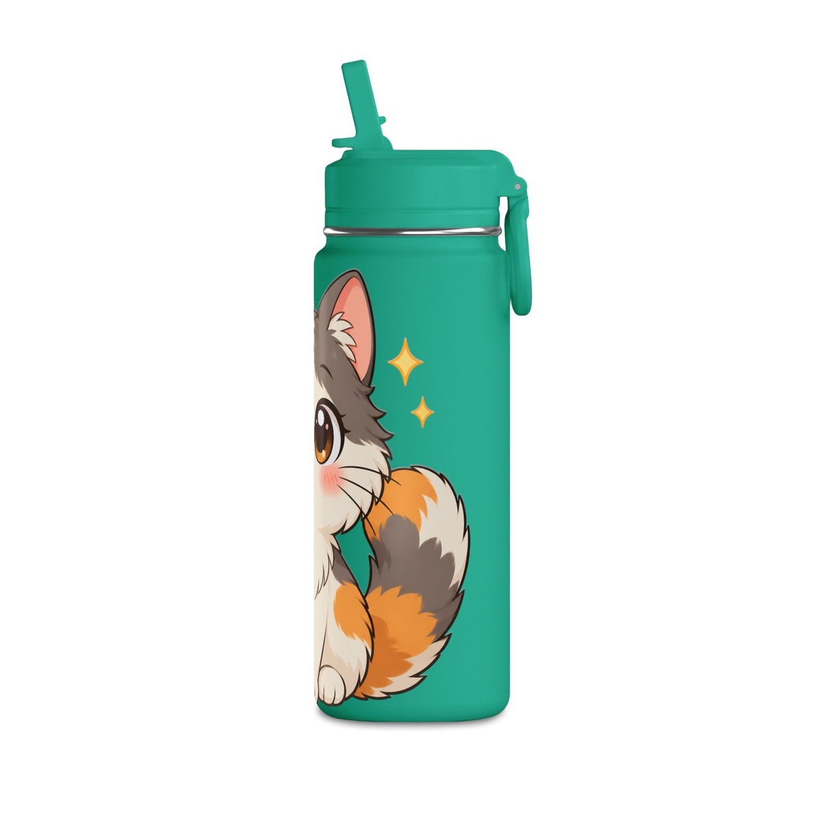 Cute Calico Cat Water Bottle, 20oz