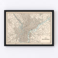 Vintage Map of Philadelphia, Pennsylvania 1893