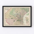Vintage Map of Philadelphia, Pennsylvania 1874