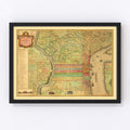 Vintage Map of Philadelphia, Pennsylvania 1802