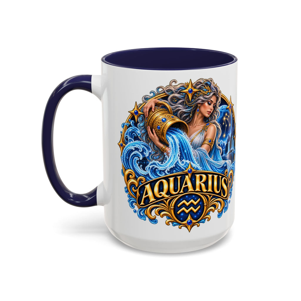 Aquarius Zodiac Coffee Mug — Illustrated Water Bearer Astrology Gift (11/15oz)
