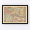 Vintage Map of Baltimore, Maryland 1870