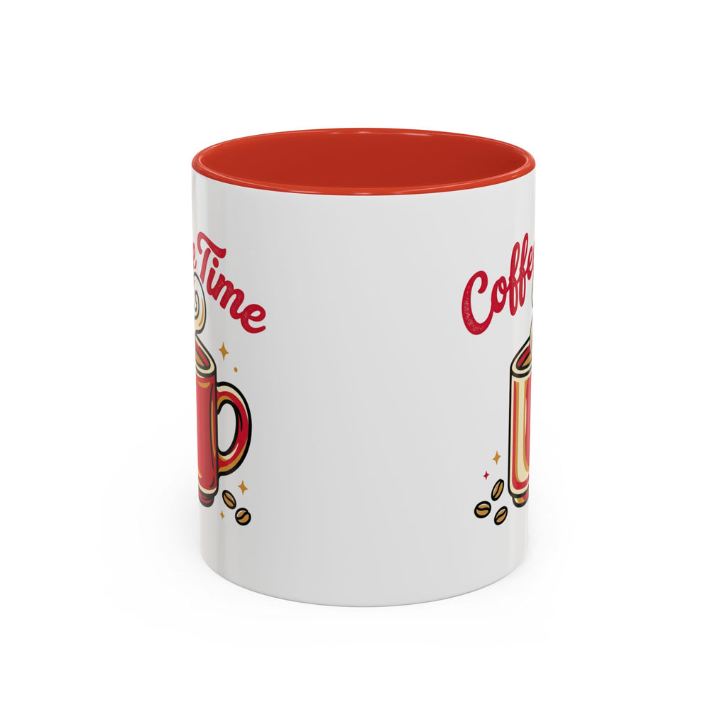 Coffee Mug - "Coffee Time" Red Accent Ceramic Mug (11/15oz)