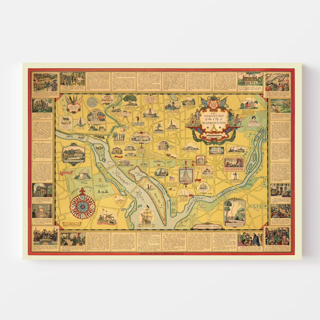 Vintage Map of Washington, DC 1938