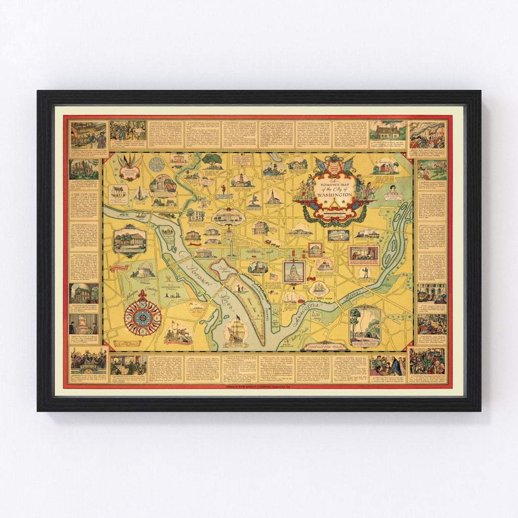 Vintage Map of Washington, DC 1938
