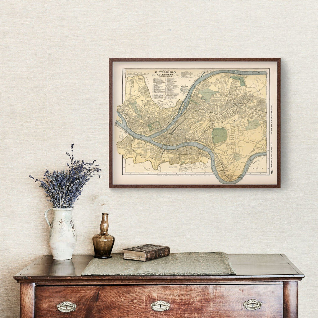 Vintage Map of Pittsburgh, Pennsylvania 1891