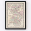 Vintage Map of Pittsburgh, Pennsylvania 1886