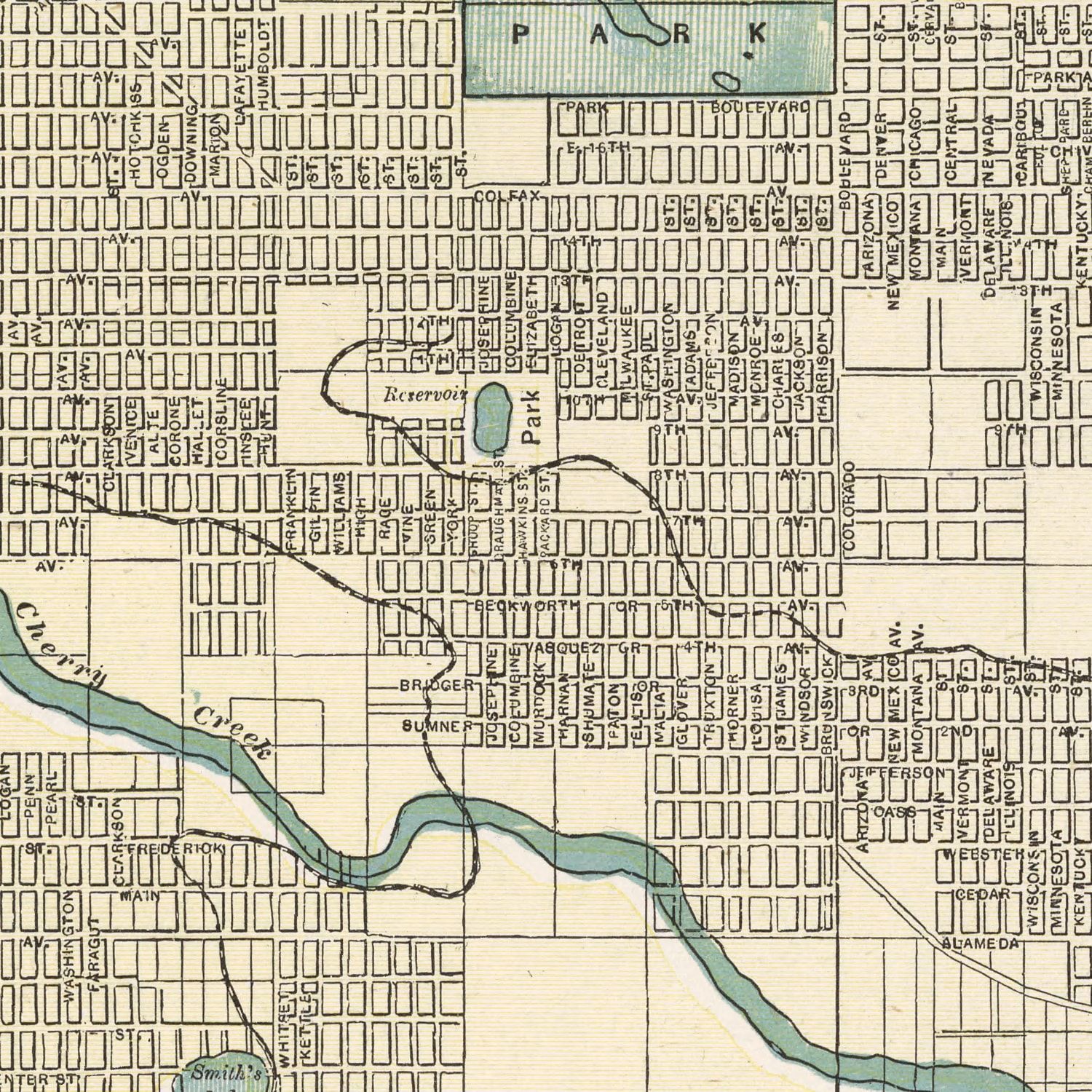 Vintage Map of Denver, Colorado 1901