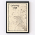 Vintage Map of Omaha, Nebraska 1866