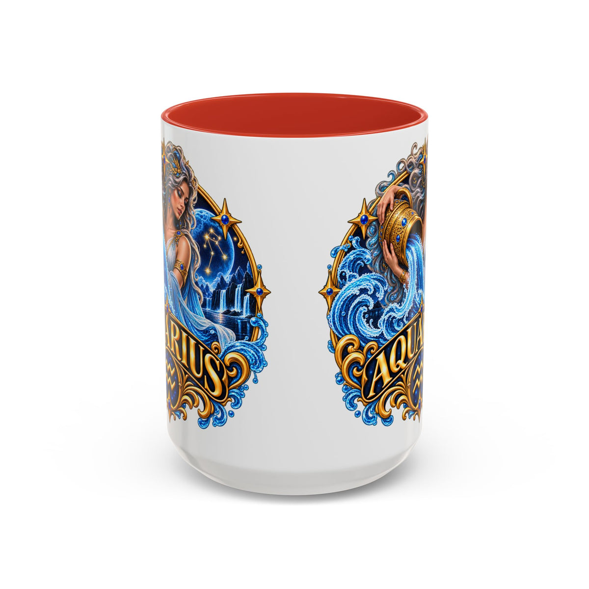 Aquarius Zodiac Coffee Mug — Illustrated Water Bearer Astrology Gift (11/15oz)