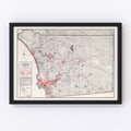 Vintage Map of San Diego County, California 1935