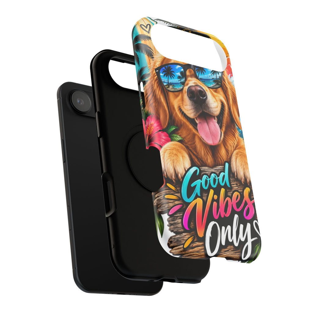 Phone Case — 'Good Vibes Only' Tropical Dog Impact-Resistant Case