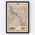 Vintage Map of Black Hawk County, Iowa 1875