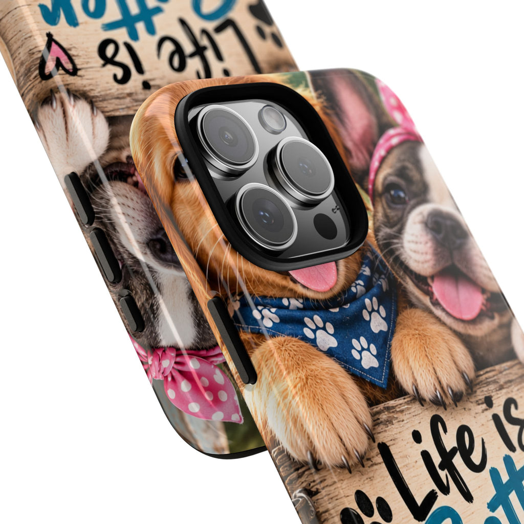 Phone Case — "Life Is Better with Dogs" Cute Pawprint Dog Lover Protective Case