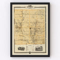 Vintage Map of Story County, Iowa 1875