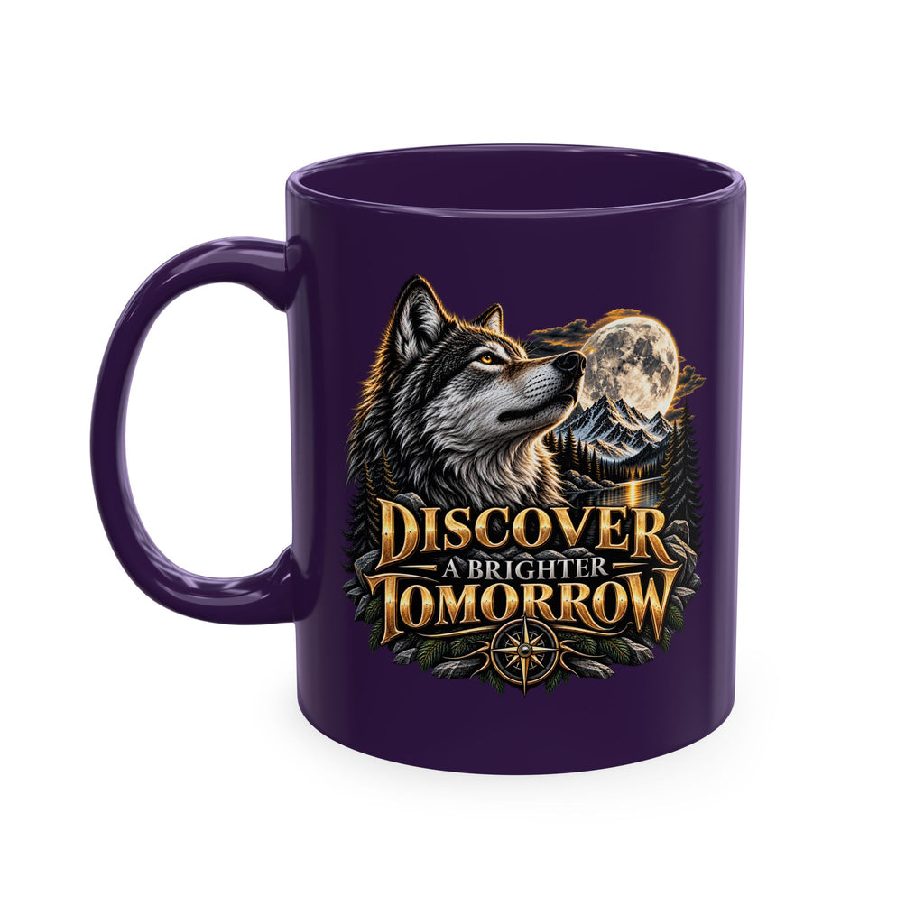 Discover Tomorrow Ceramic Mug — Howling Wolf & Moon Coffee Cup