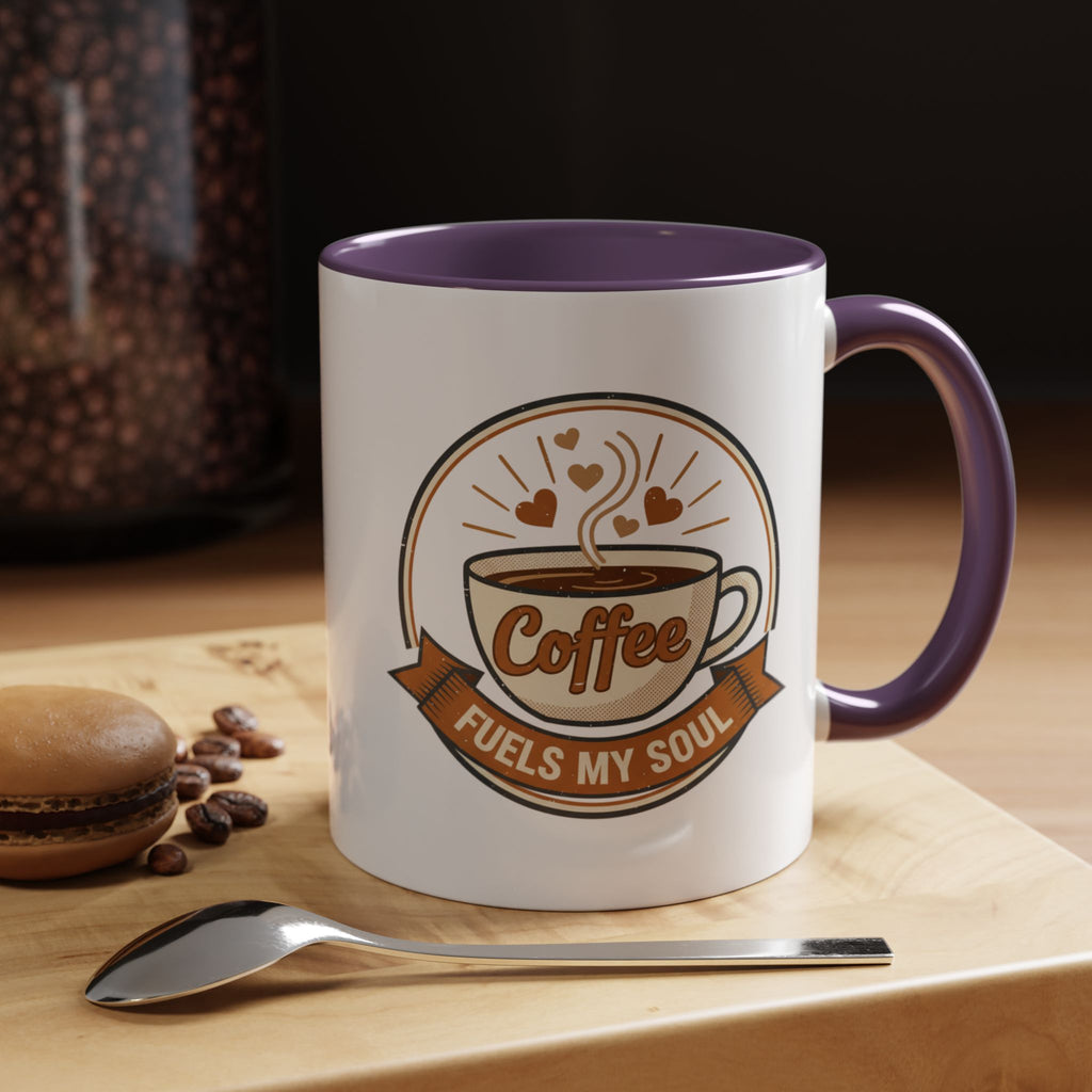 Coffee Mug - "Coffee Fuels My Soul" Accent Ceramic Mug (11/15oz)