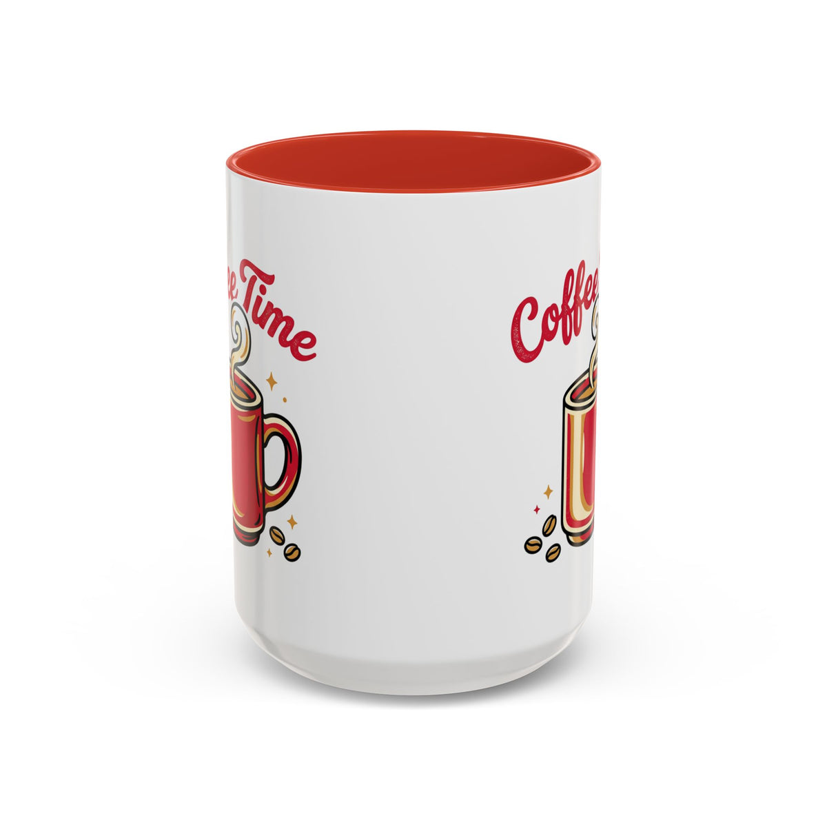 Coffee Mug - "Coffee Time" Red Accent Ceramic Mug (11/15oz)