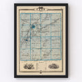 Vintage Map of Cass County, Iowa 1875