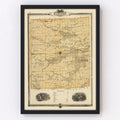 Vintage Map of Madison County, Iowa 1875