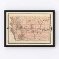 Vintage Map of Mills County, Iowa 1875