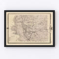 Vintage Map of Fremont County, Iowa 1875