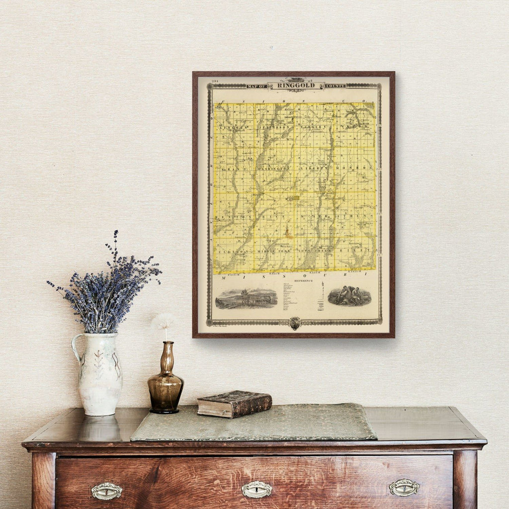 Vintage Map of Ringgold County, Iowa 1875